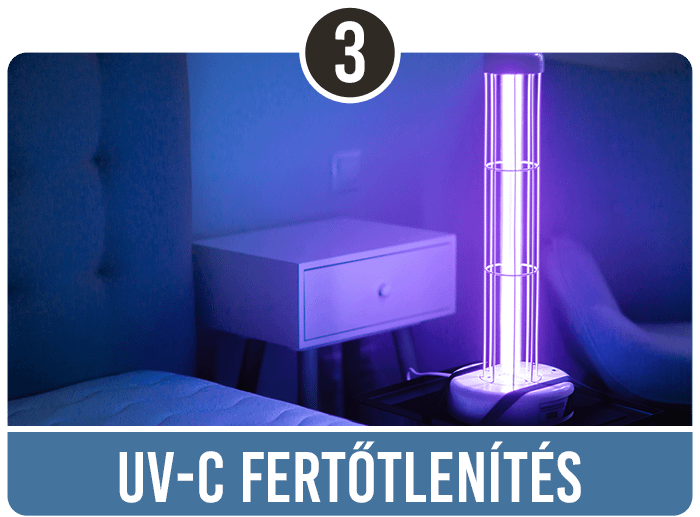Matractisztítás 3. lépése: UV-C fertőtlenítés